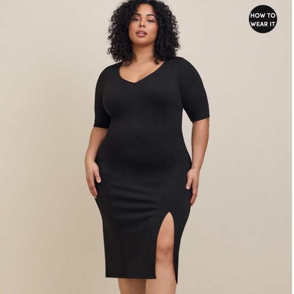 Torrid Midi Studio Cupro Slide Slit Bodycon Dress NWT - Picture 1 of 8